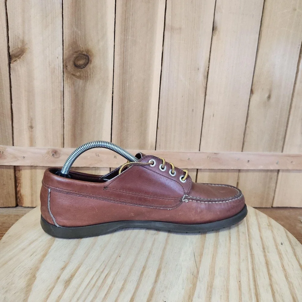 L.L.Bean Blucher Moc Shoes Mens 9 M Brown Leather Boat Casual Non Slip Comfort